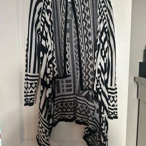 Say What Black and White Geometric Cardigan